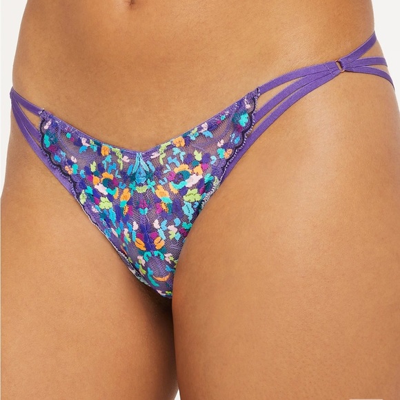 Savage X Fenty Steamy Floral Purple Royale Romance in Bloom Unlined Lace Bra Set - Picture 5 of 15